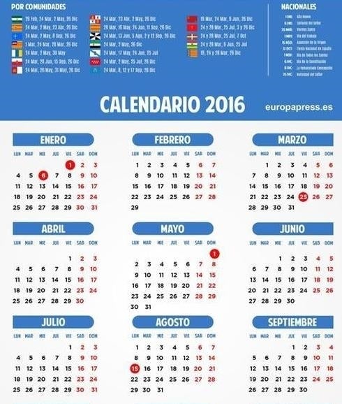 Consulta El Calendario Laboral Festivos Puentes Laborables Y