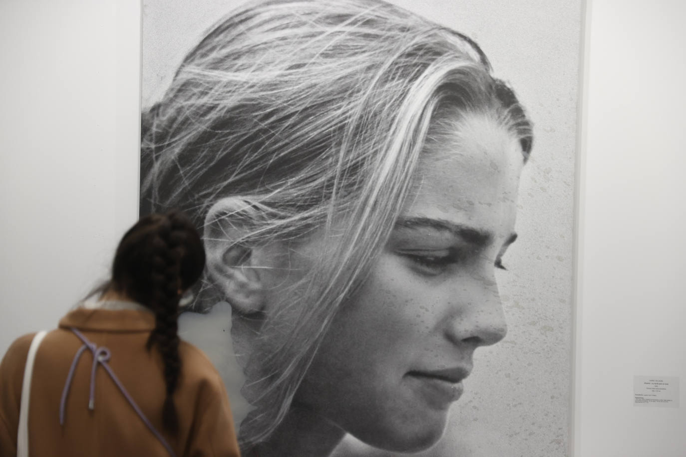 Una mujer observa una obra del artista Darío Villalba expuesta en el espacio de la galería Leandro Navarro