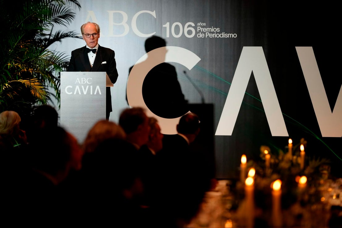 El presidente de Vocento, Ignacio Eyriès, durante su discurso de apertura de la gala de los Premios Cavia