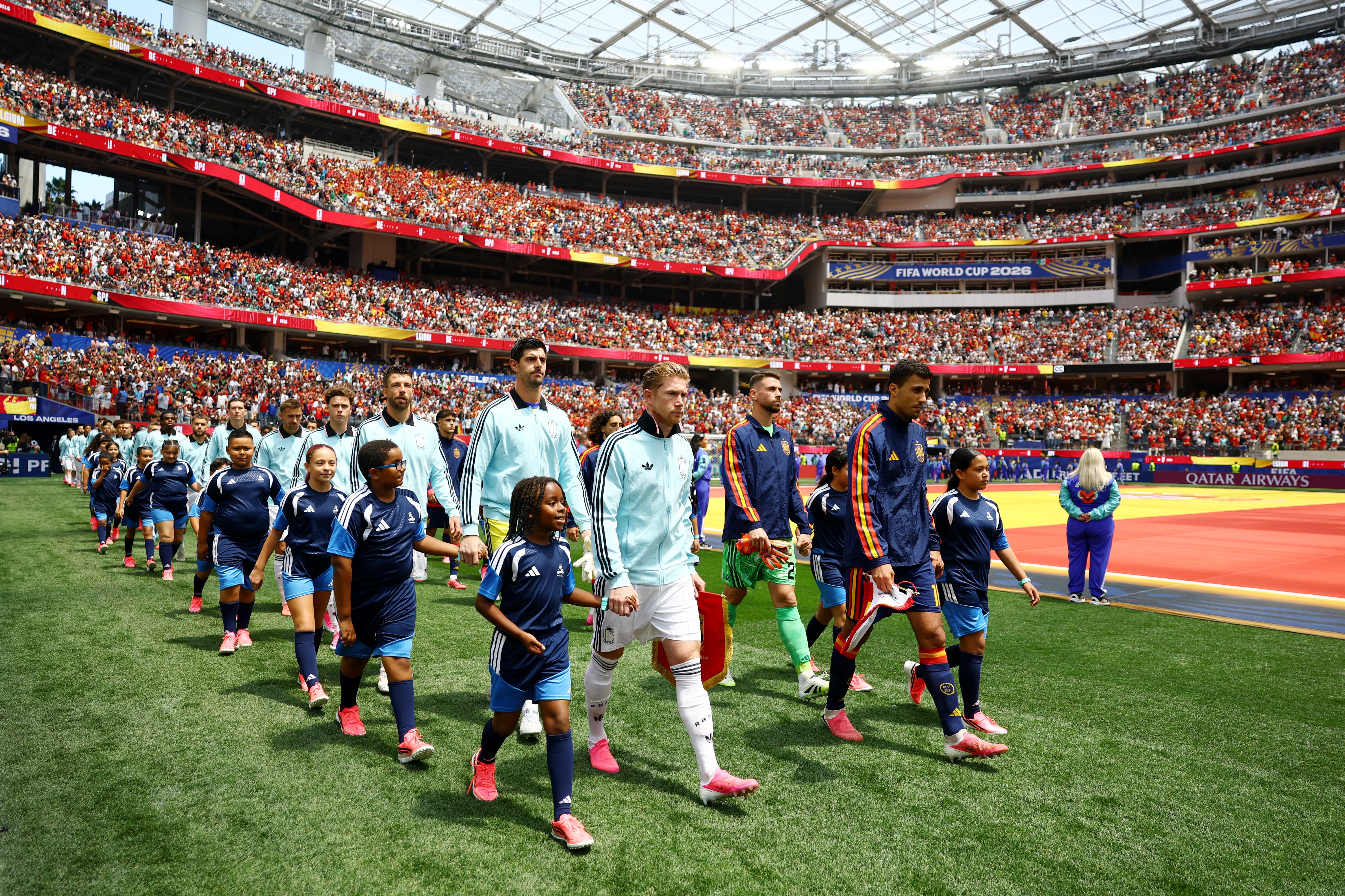 España y Bélgica, antes del inicio del encuentro de cuartos de final del Mundial 2026