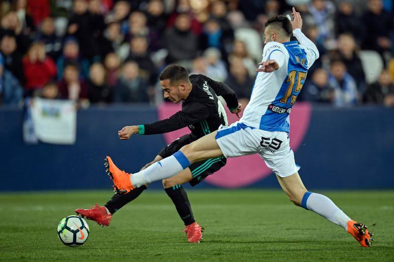 Las mejores imágenes del triunfo logrado por el Real Madrid ante el Leganés en Butarqué, en partido correspondiente a la 16ª jornada de Liga que fue aplazado en diciembre por el Mundial de Clubes