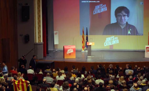 Puigdemont en videoconferencia.