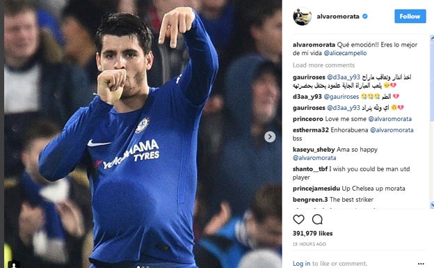 Álvaro Morata celebrando el gol. 