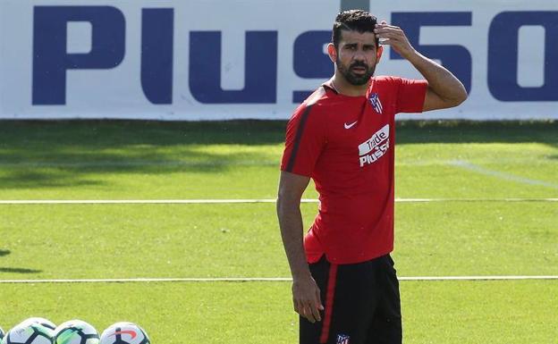 Diego Costa, en un entrenamiento del Atlético.