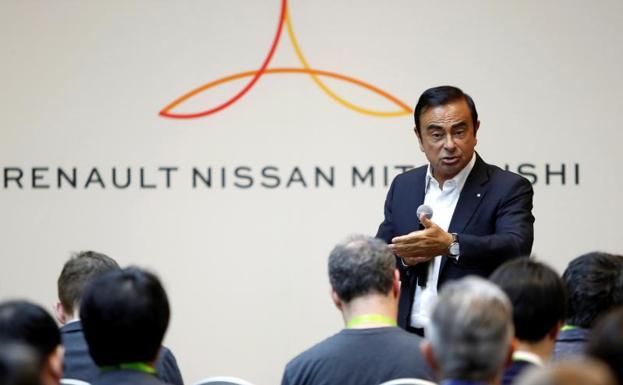 Carlos Ghosn, presidente director general de la alianza, en la presentación del acuerdo de los tres grupos automovilísticos. 