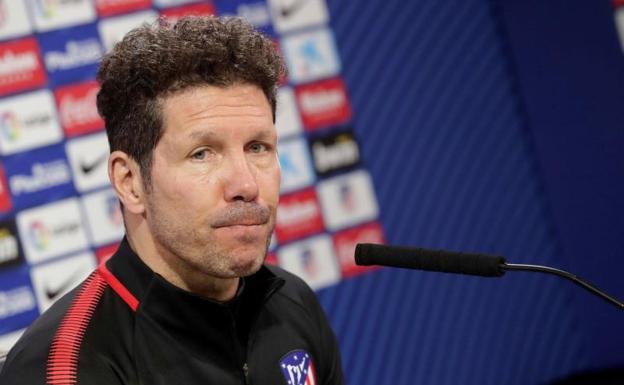 Diego Pablo Simeone, técnico del Atlético, en conferencia de prensa. 