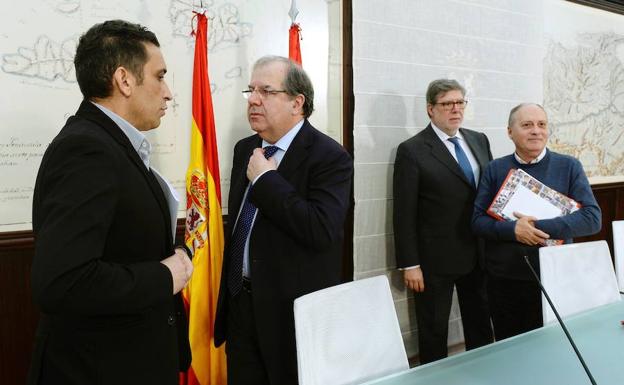 Herrera con los responsables de CC.OO y UGT