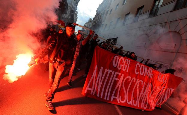 Manifestación antifascista en Italia. 
