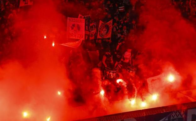 Una de las gradas del Parque de los Príncipes el martes contra el Madrid. 