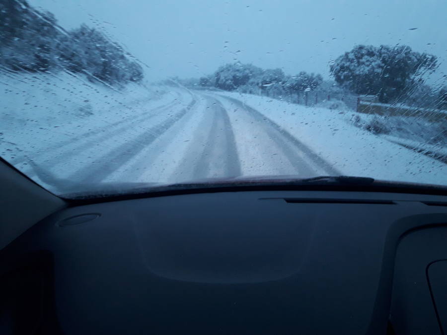 La nieve ha sorprendido de madrugada en la provincia de Salamanca, donde hay dificultades de tráfico por el elemento blanco que cubre las carreteras.