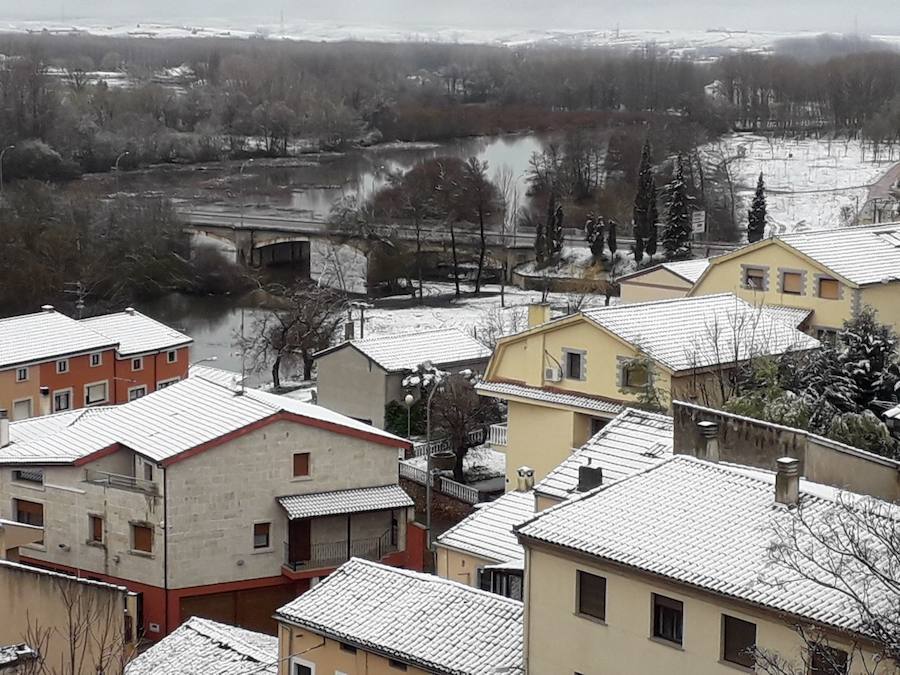 La nieve ha sorprendido de madrugada en la provincia de Salamanca, donde hay dificultades de tráfico por el elemento blanco que cubre las carreteras.