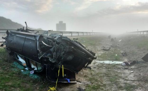 Imagen del accidente registrado en la AP-1 el pasado domingo.