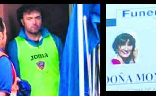 Conmoción. Igor Gallarreta era un gran aficionado de la Sociedad Deportiva Leioa. Derecha, Mónica Aguirre, en la esquela aparecida en las calles del municipio