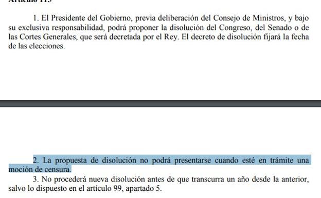 La Constitución impide convocar elecciones ahora