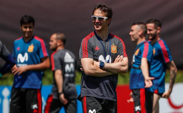 Julen Lopetegui, en un entrenamiento de la selección. 