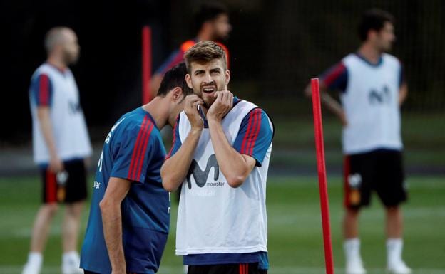 Gerard Piqué, durante un entrenamiento. 