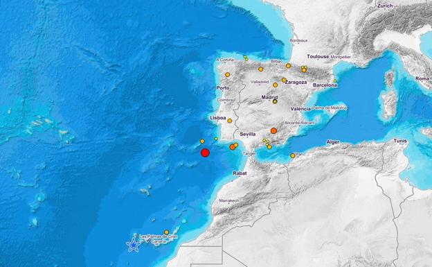 Mapa de terremotos del Instituto Geográfico Nacional.