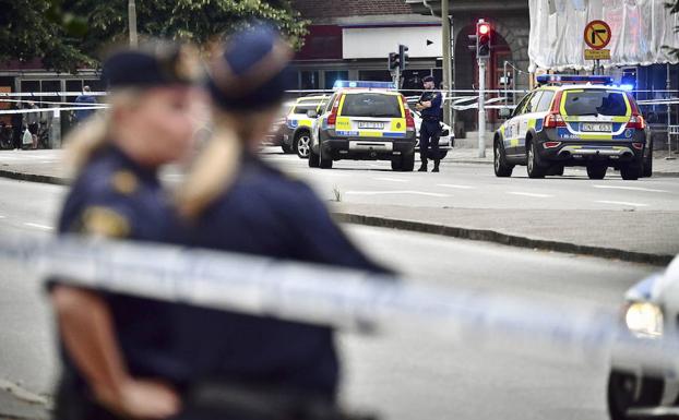 Zona acordonada tras un tiroteo en Malmo. 