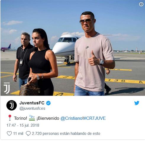 Cristiano y Georgina a su llegada a Turín. 