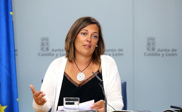 La consejera de Agricultura y portavoz de la Junta, Milagros Marcos, durante la rueda de prensa posterior a la reunión del Consejo de Gobierno de Castilla y León. 