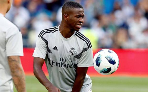 Vinícius, durante un entrenamiento con el Real Madrid. 