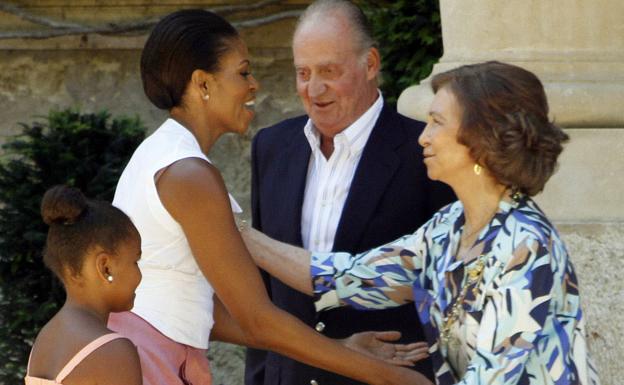 Anterior encuentro de Michelle Obama con la reina Sofía. 