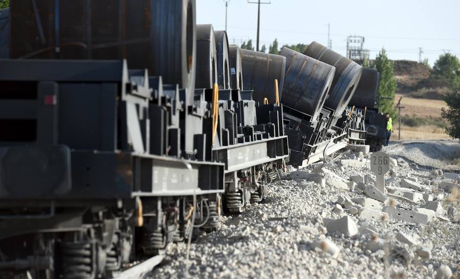 Fotos: Un tren de mercancías ha descarrillado en Sarracín, en la línea del Directo