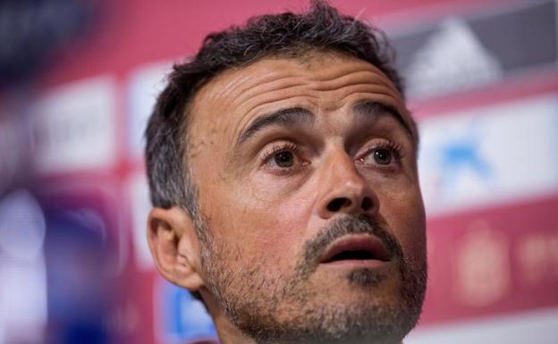 Luis Enrique, seleccionador español de fútbol, durante su comparecencia en Las Rozas. 