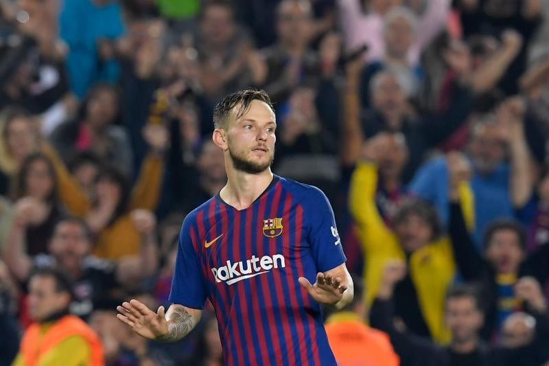 Rakitic, tras su gol al Sevilla.