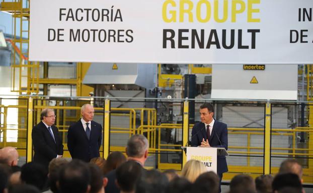 Intervención de Pedro Sánchez en las nuevas instalaciones de inyección de aluminio de Renault en Valladolid.