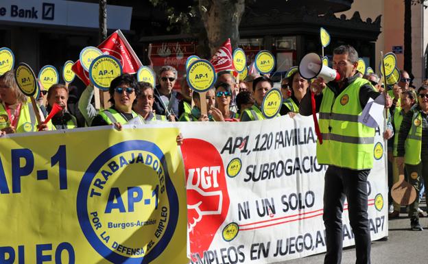 Trabajadores de la AP-1 en una de las protestas. 