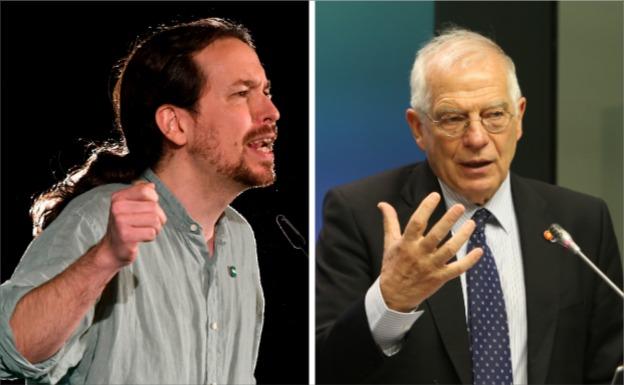 Pablo Iglesias (i) y Josep Borrell. 