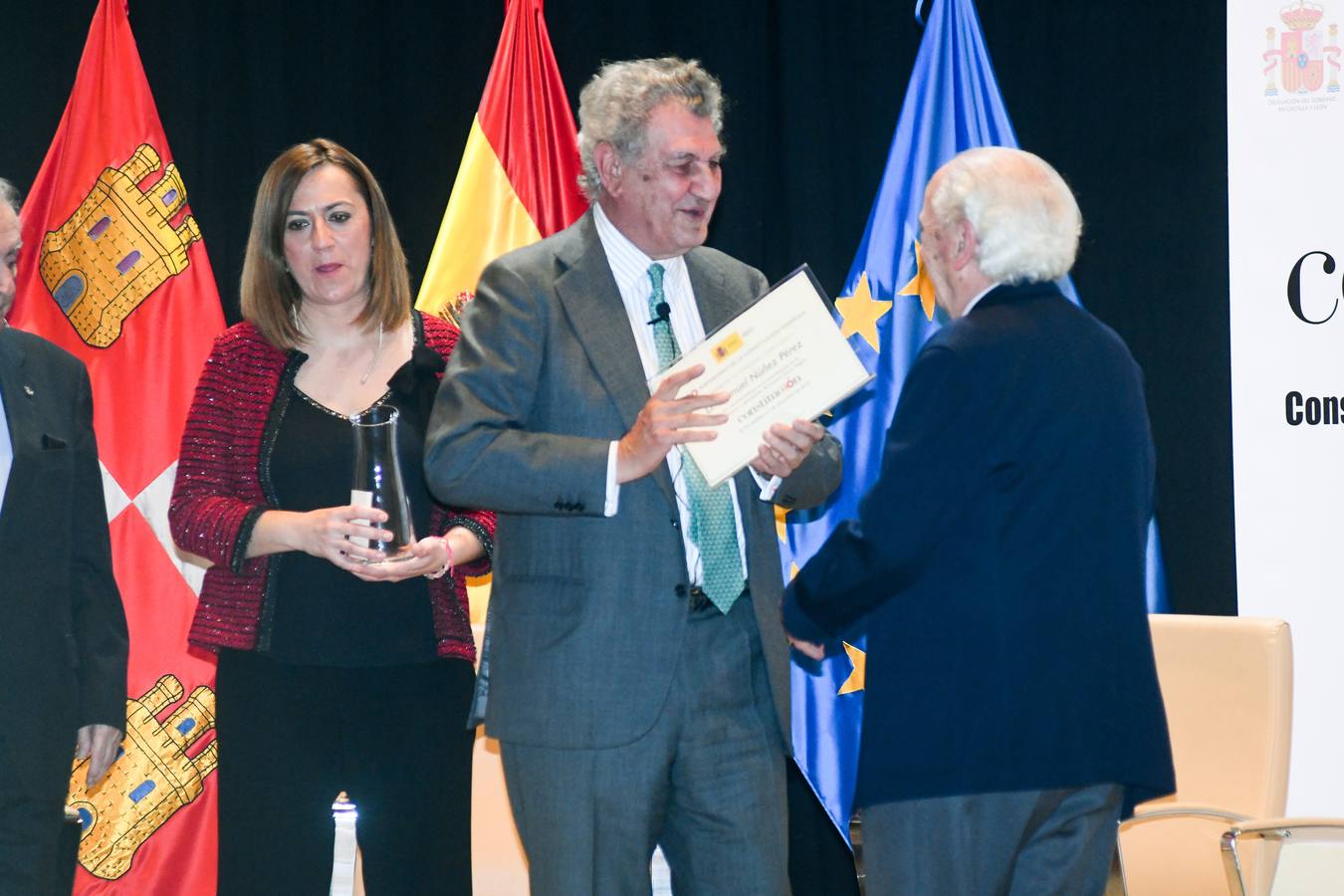 Demetrio Madrid, José Constantino Nalda, Juan José Lucas y Jesús Posada participan en el acto 'Construcción y desarrollo de la comunidad de Castilla y León en el marco de la Constitución', celebrado en las Casas del Tratado de Tordesillas 