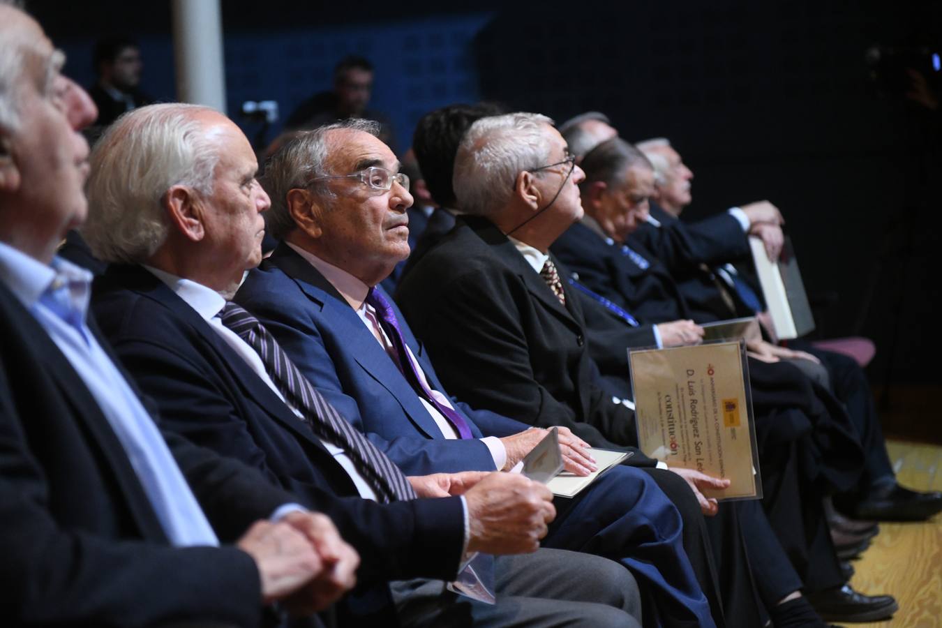 Demetrio Madrid, José Constantino Nalda, Juan José Lucas y Jesús Posada participan en el acto 'Construcción y desarrollo de la comunidad de Castilla y León en el marco de la Constitución', celebrado en las Casas del Tratado de Tordesillas 