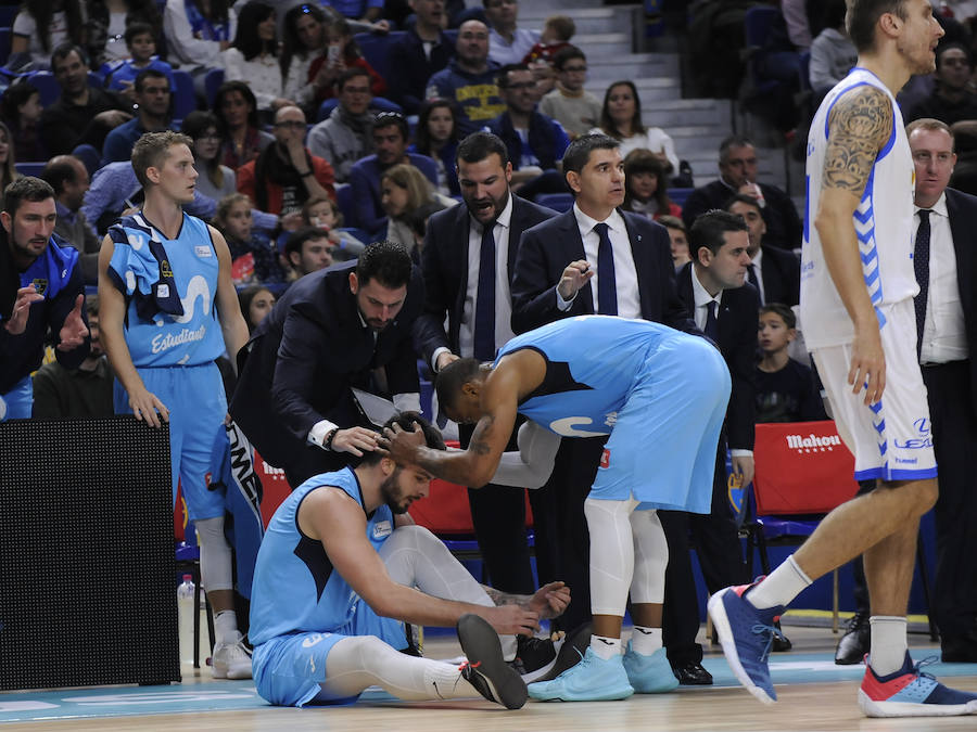 Un resumen en imágenes del partido que ha enfrentado hoy al Movistar Estudiantes y el San Pablo Burgos en el Wizink Center de Madrid.