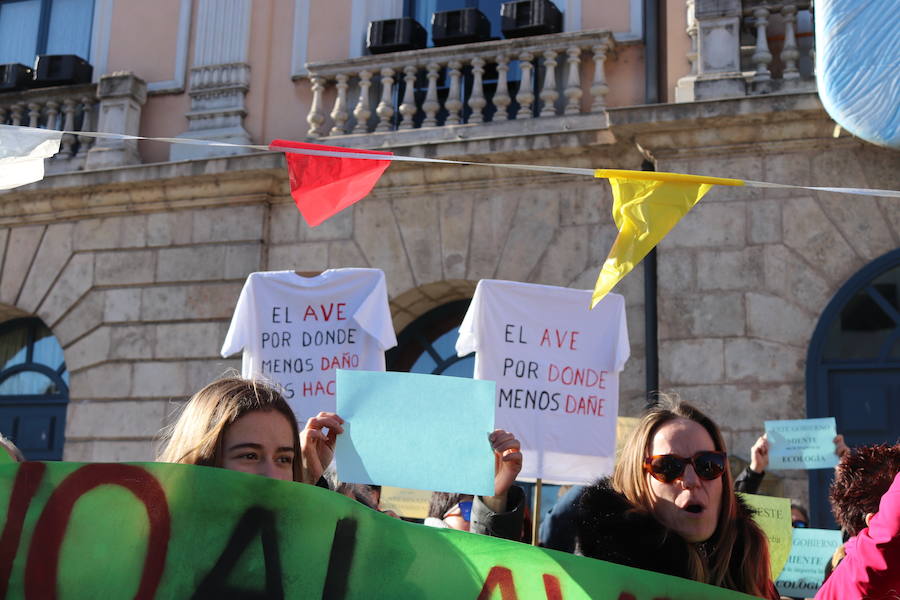 Fotos: La asociación Bureba es Futuro se ha manifestado en Burgos para exigir un cambio en el trazado del AVE al País Vasco