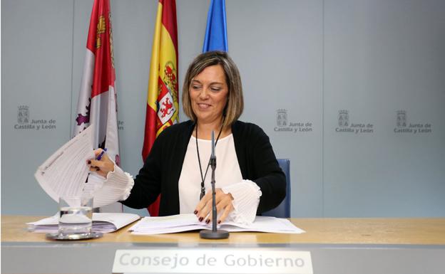 Milagros Marcos, durante una rueda de prensa posterior al Consejo de Gobierno. 