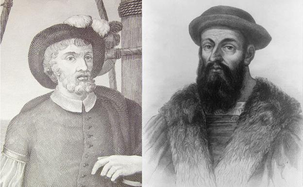Dibujos de Elcano (izquierda) y Magallanes. 