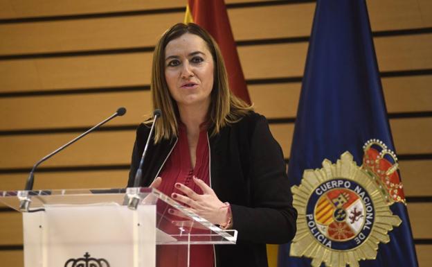 La delegada del Gobierno, Virginia Barcones, durante el acto conmemorativo del 195 Aniversario de la Fundación de la Policía Nacional. 