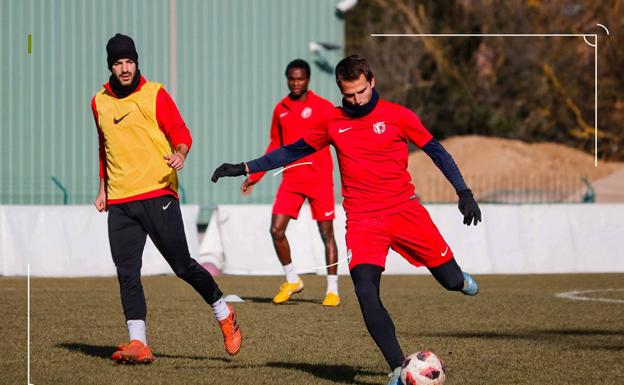 Jagoba, en un entrenamiento previo en Castañares. 