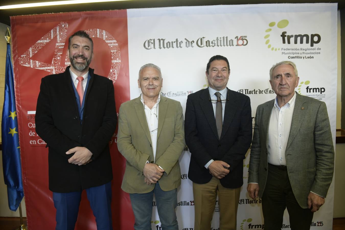 Eduardo Moreno, Alfonso Gordaliza, alcalde de Villafrades, Alberto Collantes, alcalde de Viana de Cega, y Faustino González, alcalde de Cuenca de Campos.