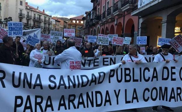 Manifestación para reivindicar la sanidad pública en Aranda de Duero.