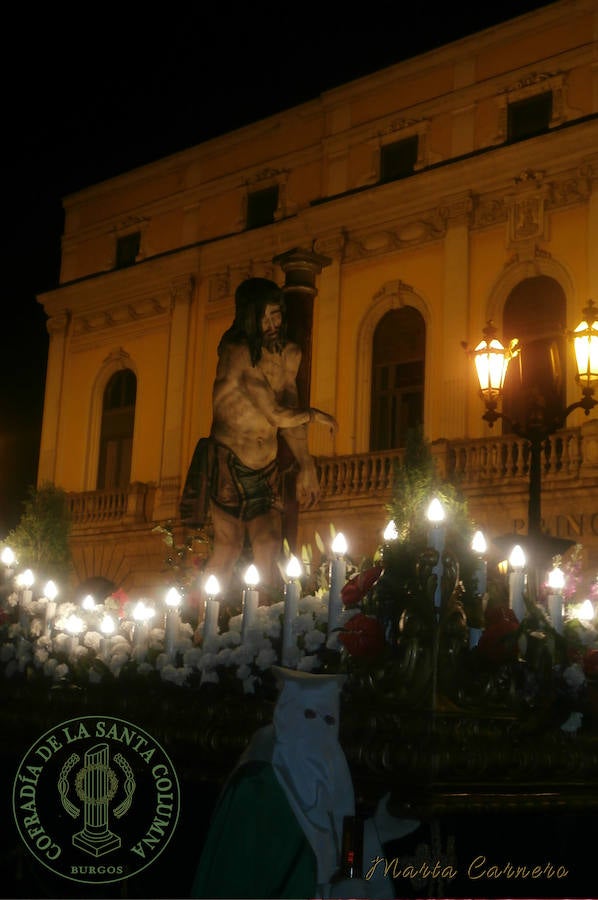 La Cofradía de Santo Columna, que está asociada al Círculo Católico de Obreros, conmemora esta Semana Santa los cincuenta años de una de sus dos tallas, el 'Santo Sudario', una obra elaborada por Fortunato Sotillo que destaca por su magnífica carroza esculpida en madera.