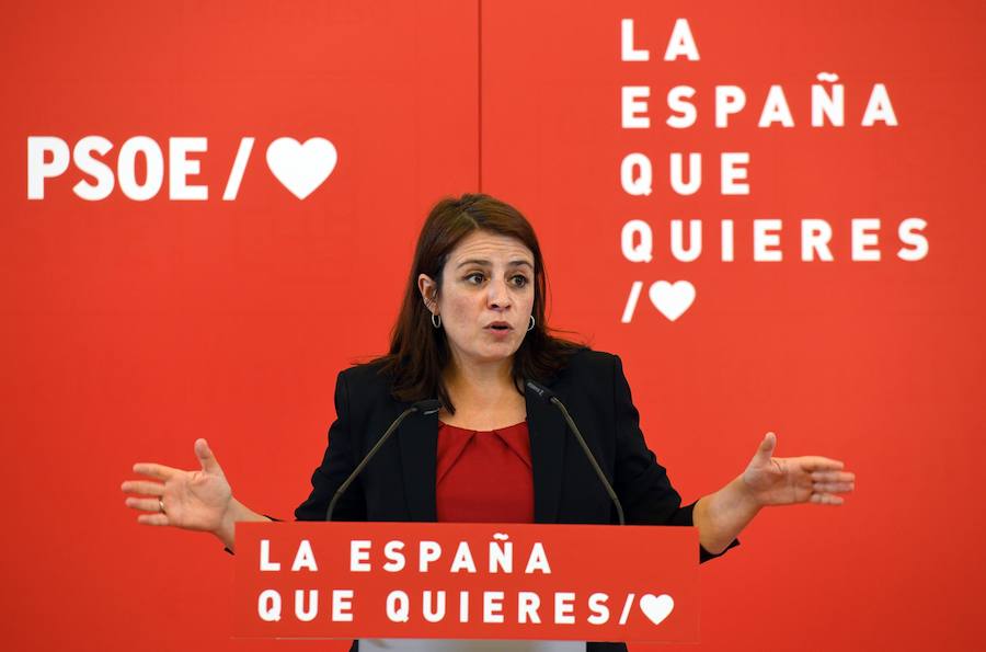 La vicesecretaria general del PSOE, Adriana Lastra, ha participado en un acto político del PSOE en Burgos con Luis Tudanca, candidato a la Junta, Esther Peña, candidata al Congreso, y Ander Gil, candidato al Senado