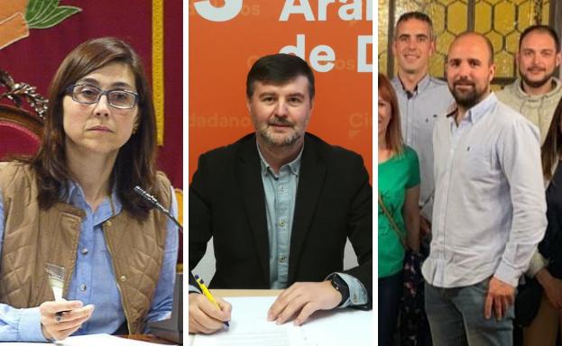 Raquel González (PP) y actual regidora, Javier Martín (Ciudadanos) y Vicente Holgueras (Vox). 