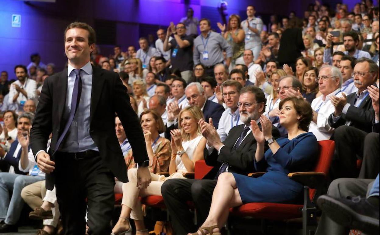 Pablo Casado, durante el Congreso en el que le designaron presidente del PP en 2018.