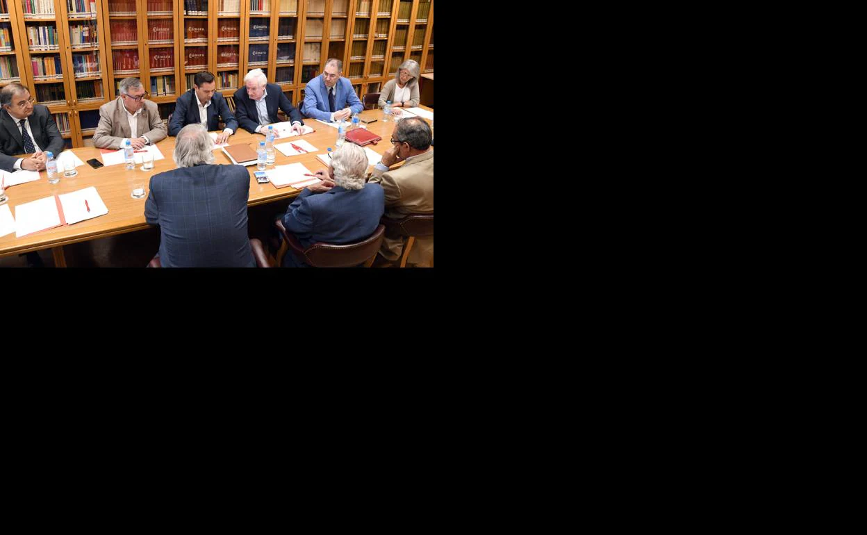 Daniel de la Rosa, en el centro, reunido con miembros del Comité Ejecutivo de la Cámara de Comercio de Burgos. 