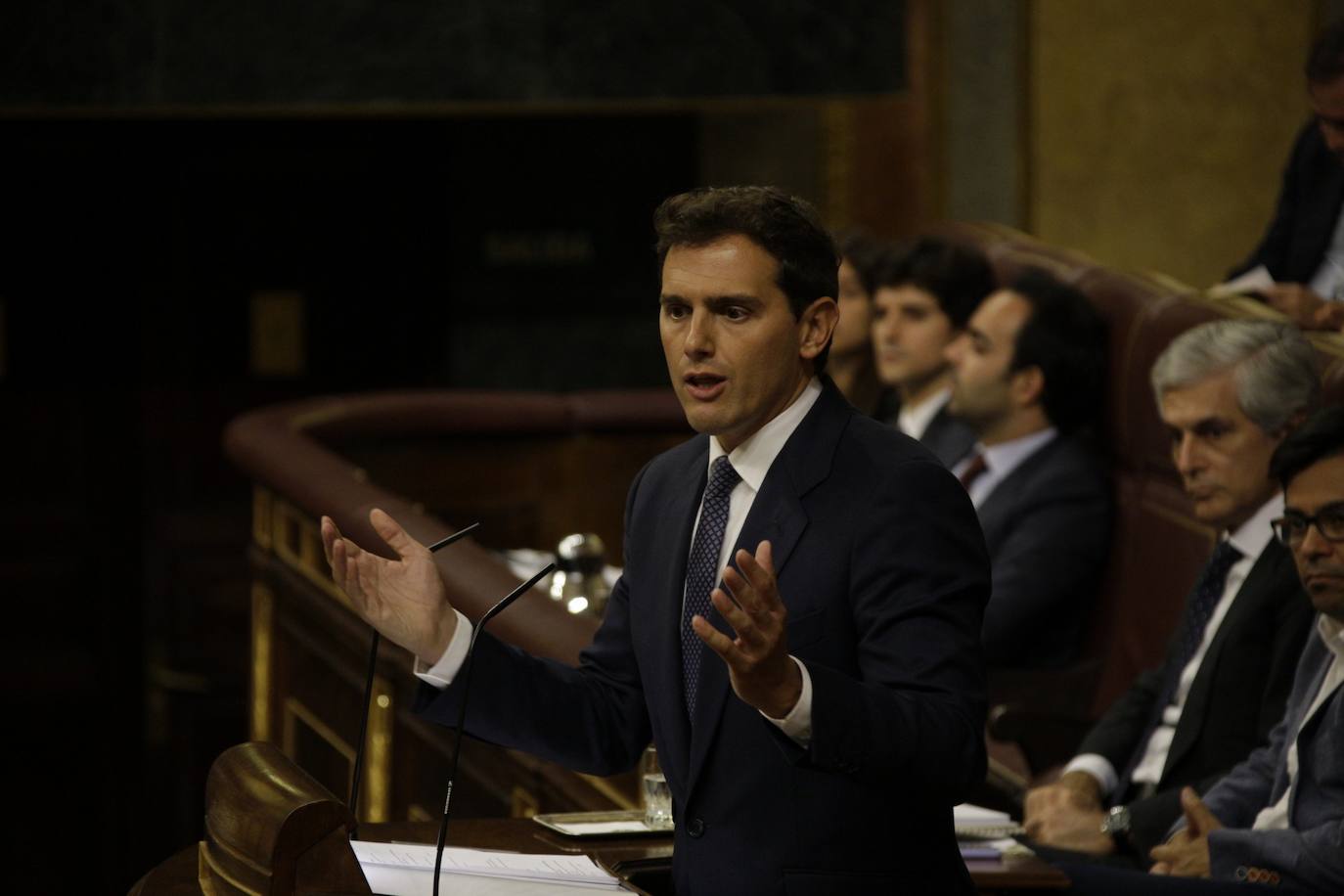 El líder de Ciudadanos, Albert Rivera, durante su intervención en el debate.