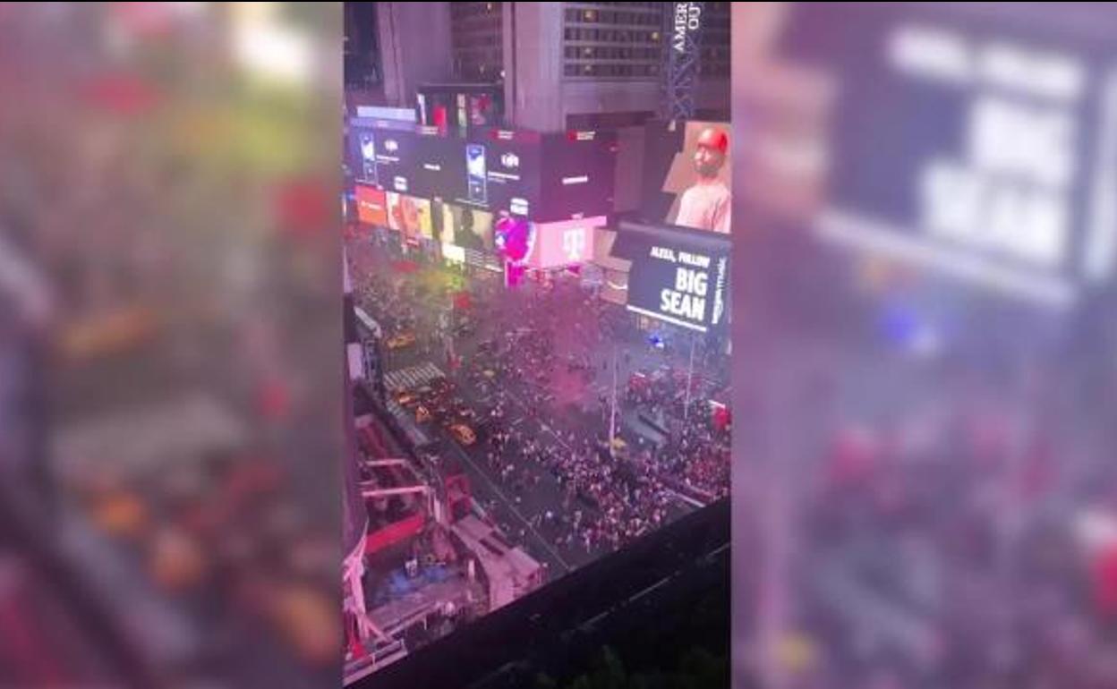 Imagen de Times Square durante el caos provocado por la motocicleta. 