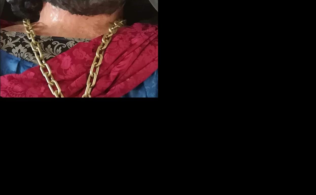 Detalle de uno de los gigantes de la Batalla de Atapuerca. 